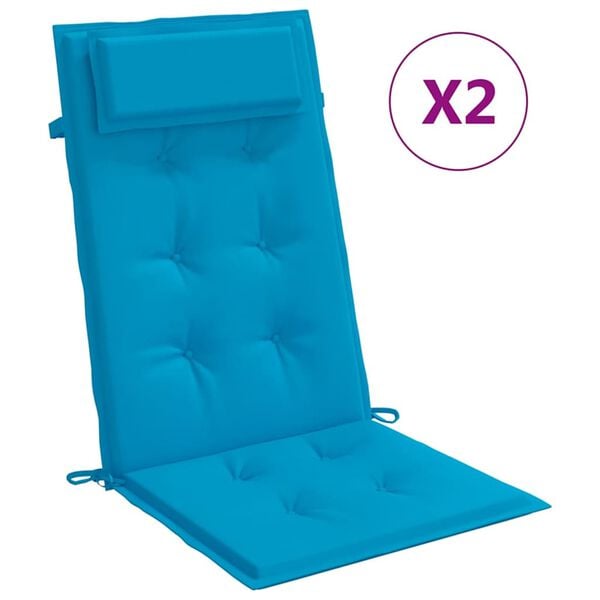 vidaXL Highback Chair Cushion Set of 2 Light Blue