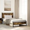 vidaXL Bed Frame Smoked Oak Steel Single Bed Frame Rectangular