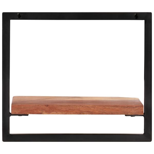 vidaXL Wall Shelf Set of 2 Brown, Black Solid Acacia wood, Steel Medium