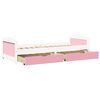 vidaXL Day Bed White and Pink Solid pine wood, engineered wood Twin