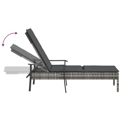 Illustration showing the chaise with an adjustable backrest; two positions shown in motion.