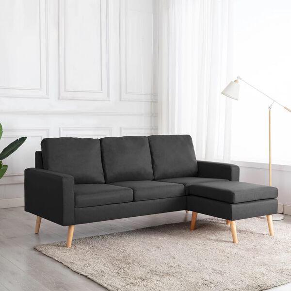 vidaXL Sofa Dark Grey Fabric (100% polyester), solid pine wood, rubber wood