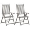 vidaXL Garden Chair Set of 2 Grey Solid acacia wood Foldable