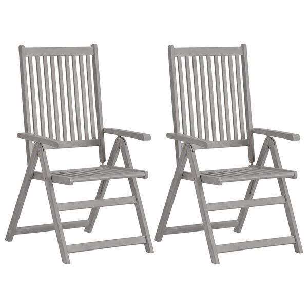 vidaXL Garden Chair Set of 2 Grey Solid acacia wood Foldable