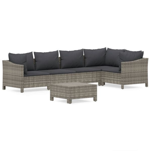 vidaXL Garden Lounge Set Grey PE rattan, powder-coated steel Large