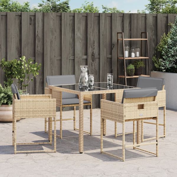 vidaXL Patio Chair Mix Beige PE Rattan and Powder-Coated Steel Standard