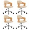 vidaXL Dining Chair Set of 4 Cream Faux leather, bentwood, metal