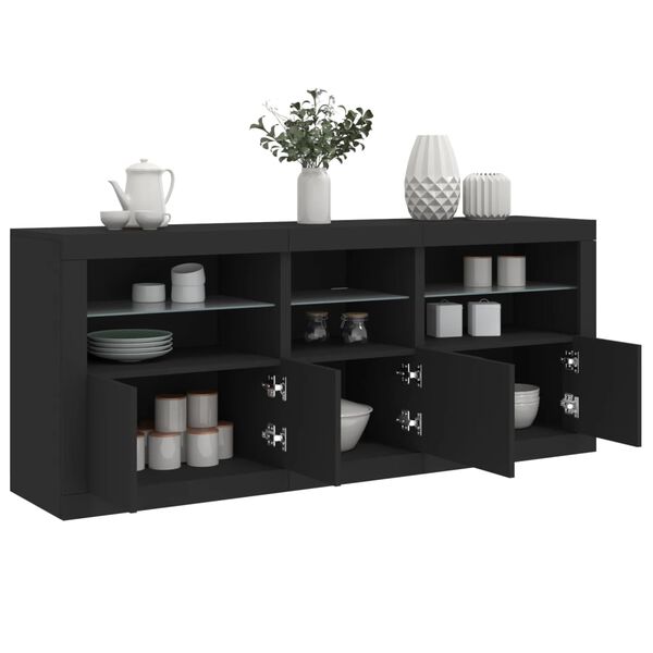 vidaXL Sideboard Black Engineered wood, Glass Large Sideboard
