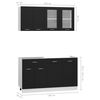 vidaXL Kitchen Cabinet Set Black Engineered Wood, Glass Medium