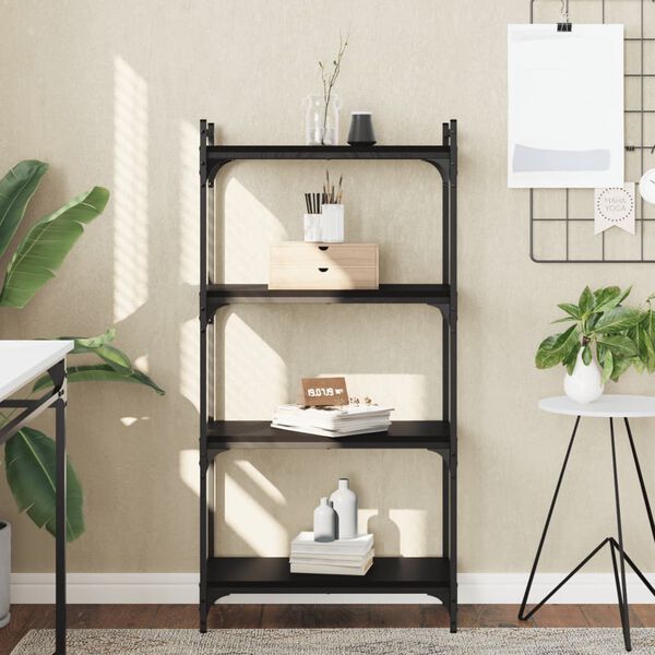 vidaXL Bookcase Black Engineered wood Medium Adjustable Feet Bookcase