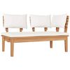 vidaXL Garden Bench Set with Cushion 4 pcs Brown and Cream