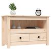 vidaXL TV Cabinet Natural wood Solid Pine Wood, Metal Medium TV Cabinet