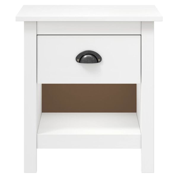 vidaXL Bedside Cabinet Set of 2 White Solid pine wood Compact