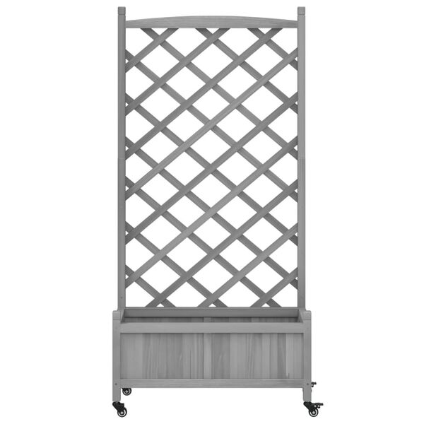 vidaXL Planter Grey Solid fir wood, iron Medium Planters Planter