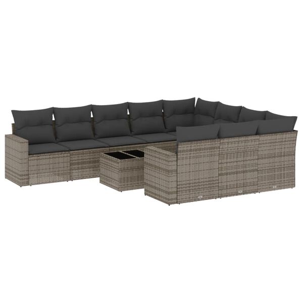 vidaXL Garden Sofa Set Grey PE Rattan Large Modular Garden Sofa Set