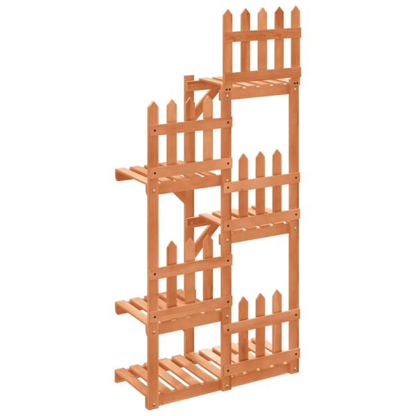 vidaXL Flower Stand Brown Solid Wood Fir Tall Flower Stand Rectangular