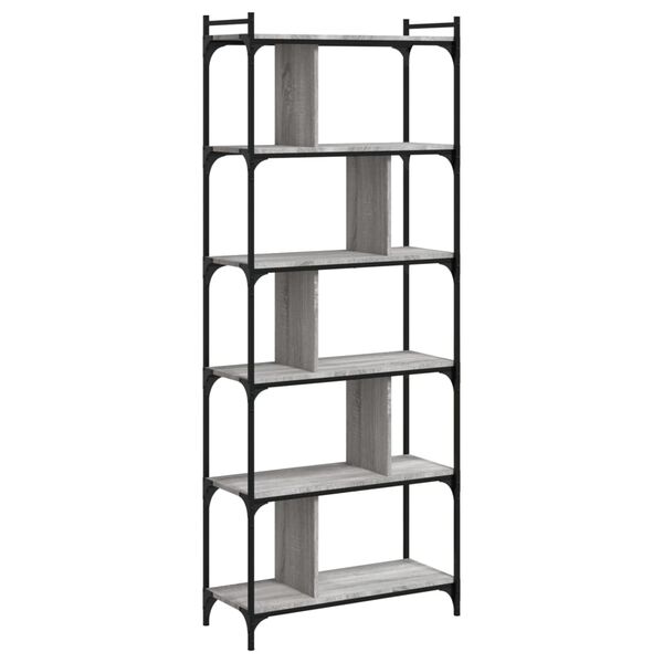 vidaXL Bookcase Grey Sonoma Engineered wood and metal Tall