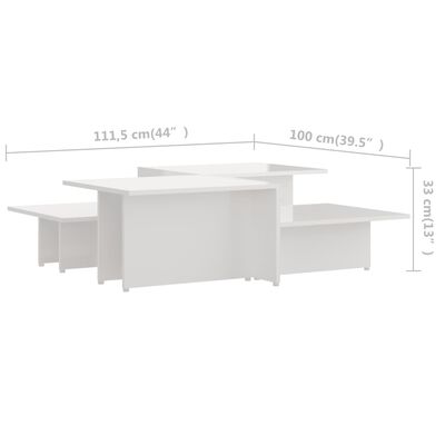 vidaXL Coffee Tables 2 pcs High Gloss White 43.9"x19.7"x13" Chipboard