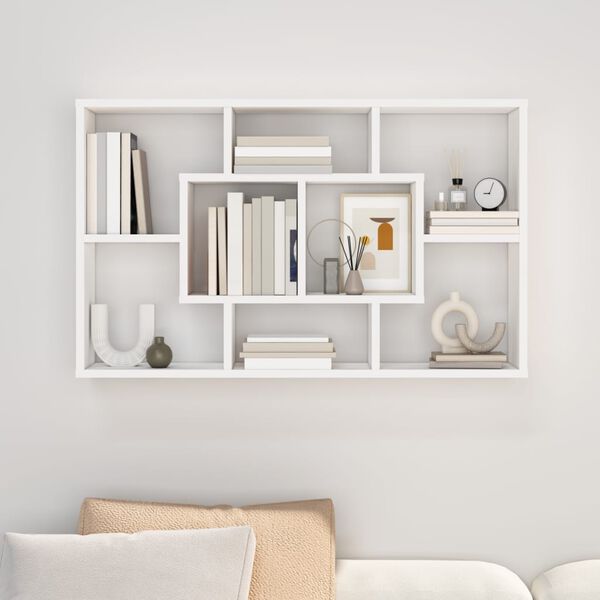 vidaXL Wall Shelf White Engineered wood Medium Wall Shelf Rectangular