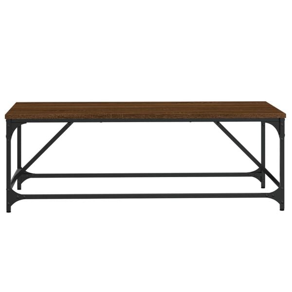 vidaXL Coffee Table Brown Oak Engineered Wood, Metal Standard Modern
