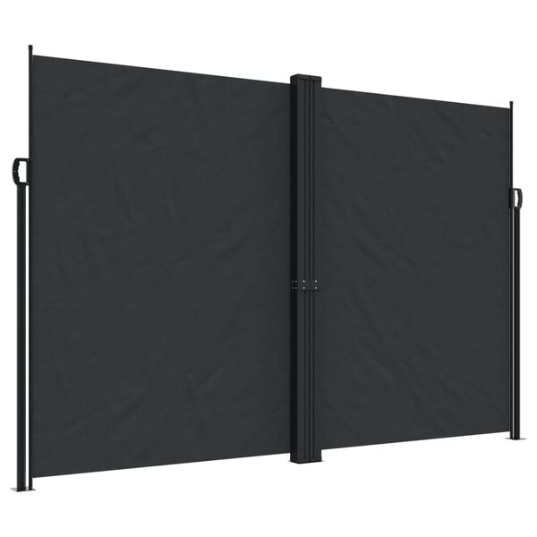 vidaXL Retractable Side Awning Black 100% polyester with PU coating