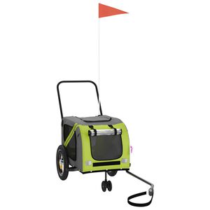 vidaXL Pet Bike Trailer Green and Black Oxford fabric, Iron, PVC