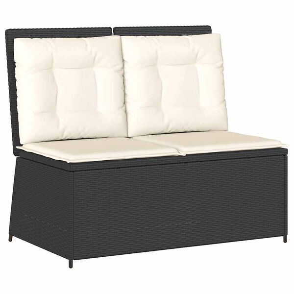 vidaXL Reclining Patio Bench Black and Cream White