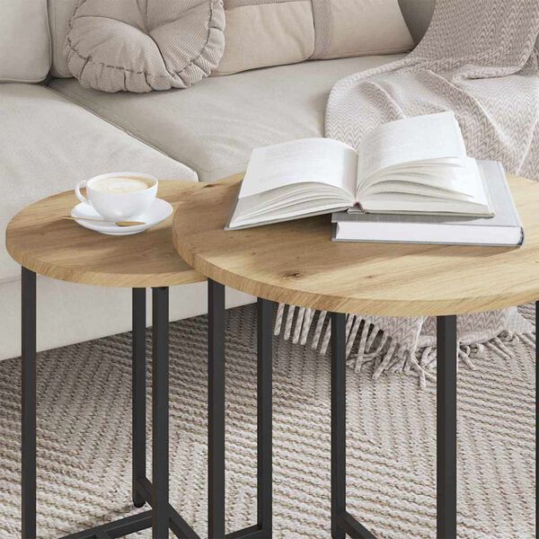 vidaXL Side Table Set 2 pcs Artisan Oak and Black