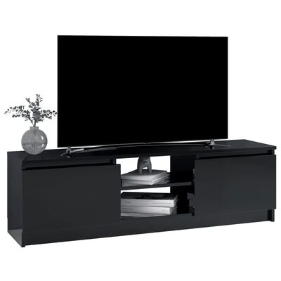 vidaXL TV Cabinet High Gloss Black 47.2"x11.8"x14" Chipboard