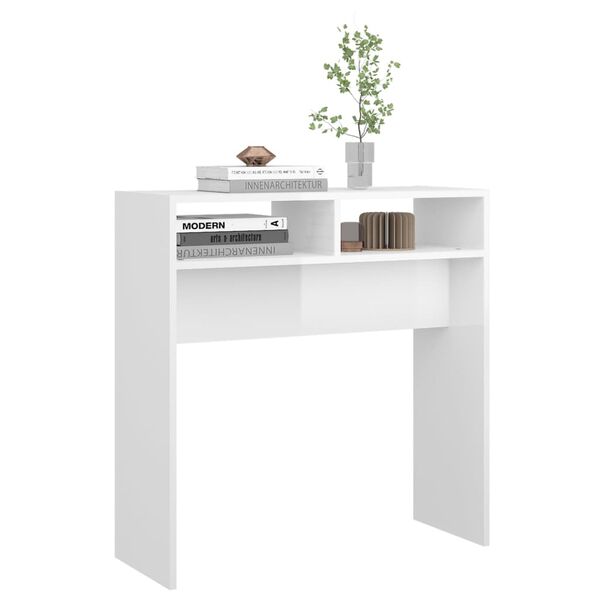 vidaXL Console Table High gloss white Engineered wood Medium