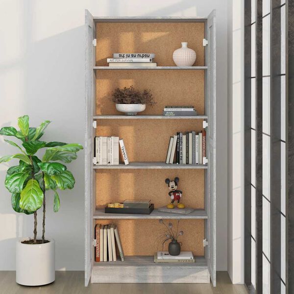 vidaXL Book Cabinet Gray sonoma Engineered wood Large Book Cabinet