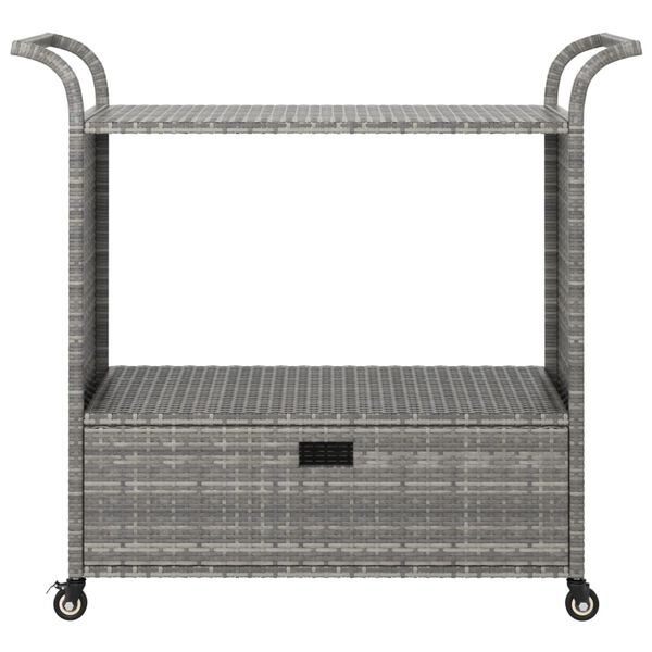 vidaXL Bar Cart with Drawer Gray 39.4"x17.7"x38.2" Poly Rattan