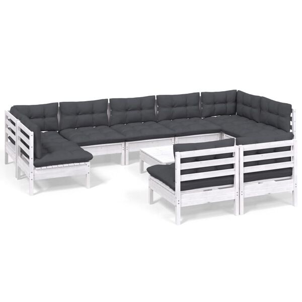 vidaXL Garden Lounge Set White, Anthracite