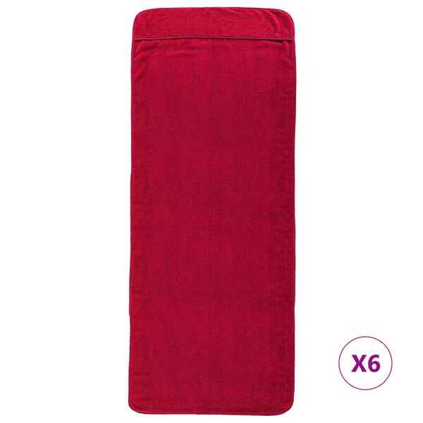 vidaXL Beach Towel Set of 6 Burgundy 84% cotton, 16% polyester