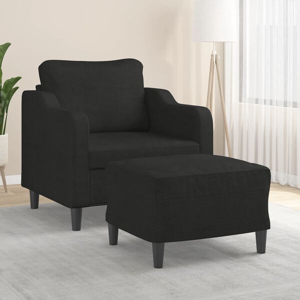 vidaXL Sofa Chair With Footstool Black