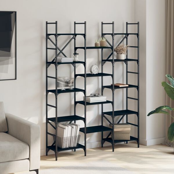 vidaXL Bookshelf Black Engineered wood Large Bookshelf Rectangular