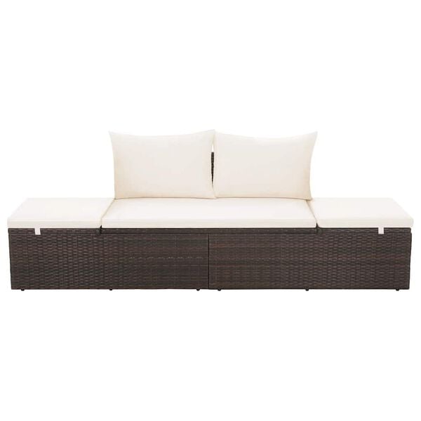vidaXL Outdoor Lounge Bed Brown and cream white
