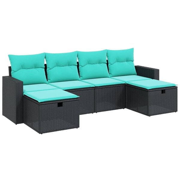 vidaXL Garden Sofa Set Black PE Rattan, Steel Large Modular