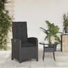vidaXL Reclining Patio Chair with Cushions Black Poly Rattan
