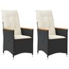 vidaXL Reclining Garden Chair Set of 2 Black