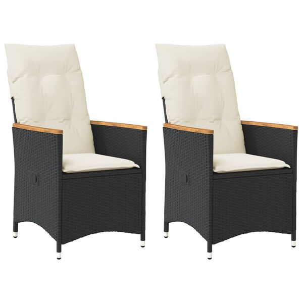 vidaXL Reclining Garden Chair Set of 2 Black