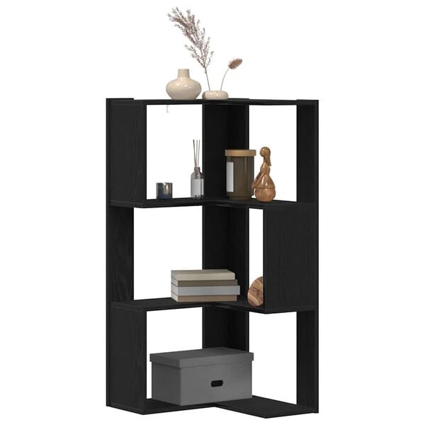 vidaXL Corner Bookcase Black oak 50 x 50 x 102 cm Engineered wood