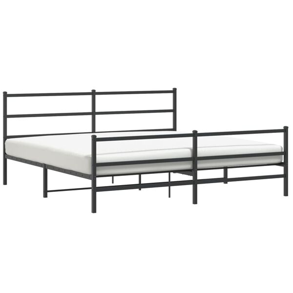vidaXL Bed Frame Black Powder-coated steel 72x84 in Bed Frame