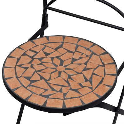 vidaXL 3 Piece Mosaic Bistro Set Ceramic Tile Terracotta