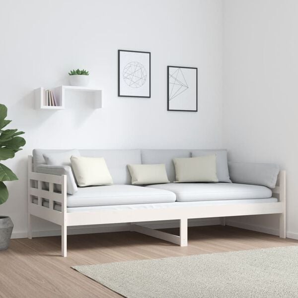 vidaXL Day Bed White Solid pine wood Single Convertible