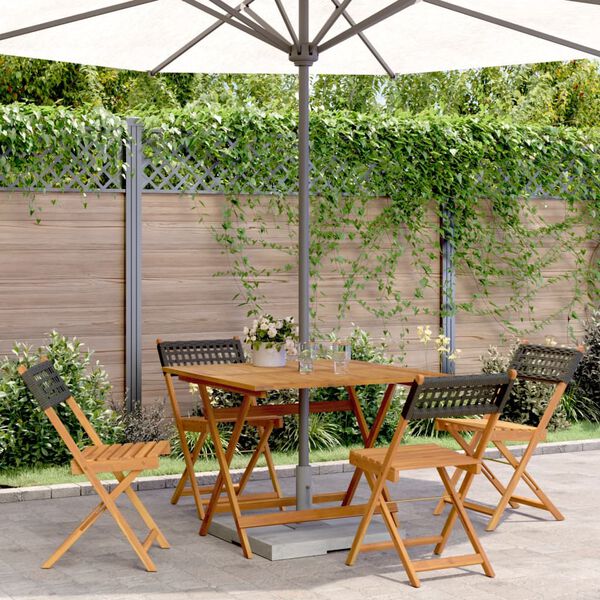 vidaXL Garden Dining Set Black, Natural Solid acacia wood, PE rattan