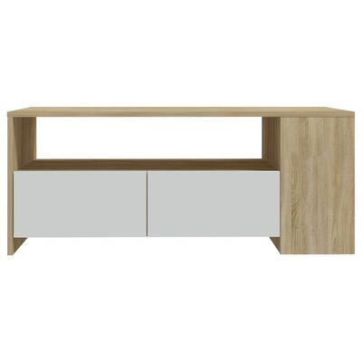 vidaXL Coffee Table White and Sonoma Oak 40.2"x21.7"x16.5" Engineered Wood