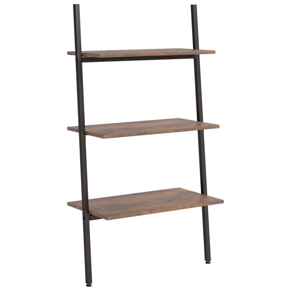 vidaXL Leaning Shelf Dark brown and black Engineered wood and steel