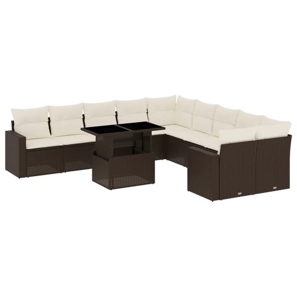 vidaXL Garden Sofa Set Brown, Cream White