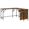 vidaXL Desk Smoked Oak Engineered Wood Medium Adjustable Feet Desk